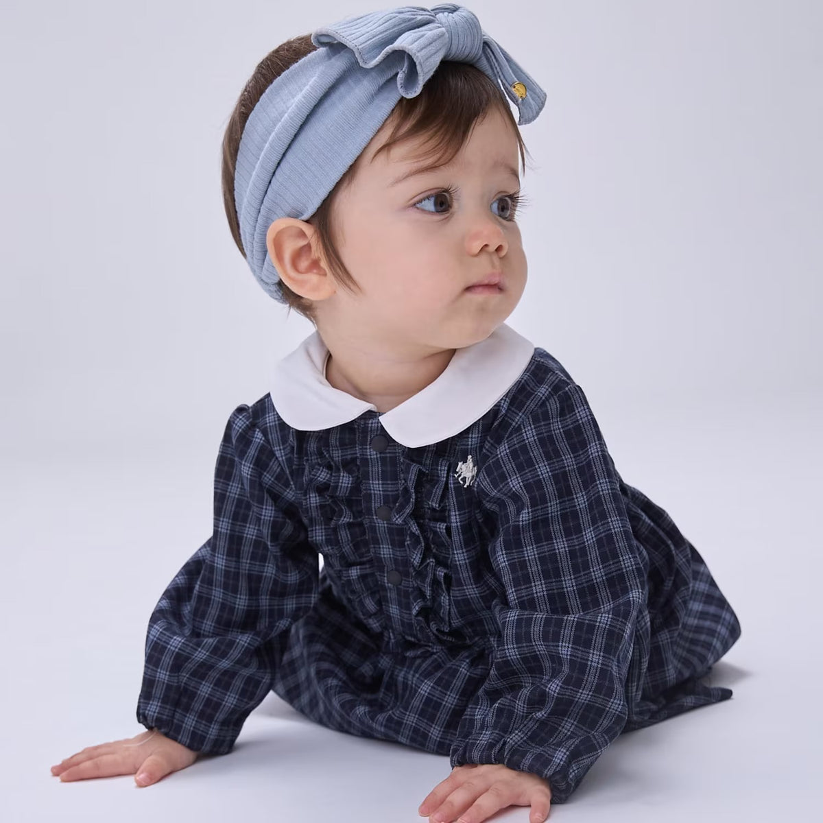 日本童裝 pe#main x【POLO BCS】襯衫連衣 70-80cm 女童款 初生嬰兒 秋季 Jumpsuit