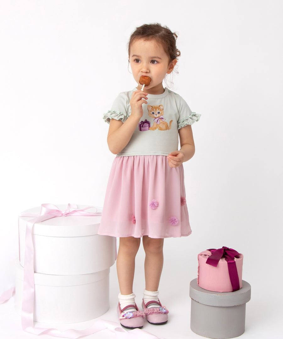 Japanese children's clothing panpantutu ruffled chiffon dress 90-130cm girls summer dresses 