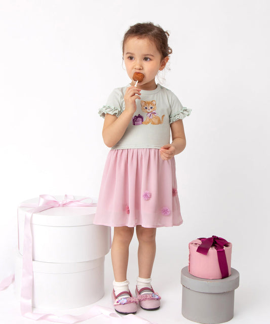 Japanese children's clothing panpantutu ruffled chiffon dress 90-130cm girls summer dresses 