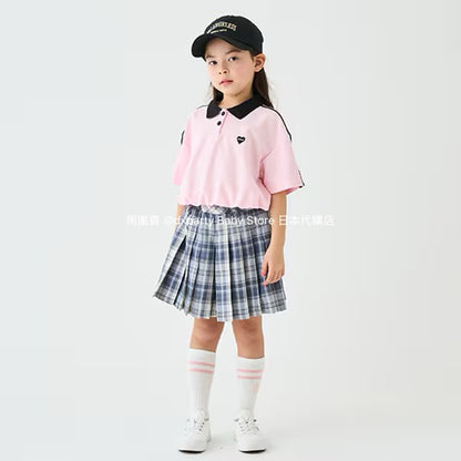 Japanese children's clothing mini#ML short polo top 100-140cm girls summer TOPS 