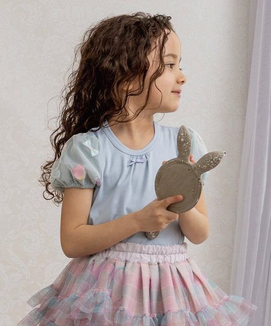 Japanese children's clothing panpantutu puff sleeve top 80-150cm girls summer TOPS 