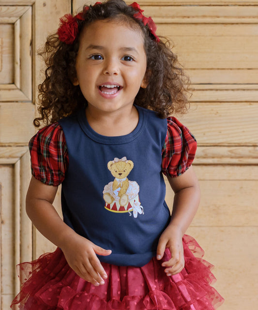 Japanese children's clothing panpantutu ballet bear puff sleeve top 80-140cm girls summer TOPS 