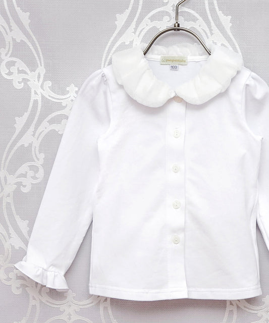 Japanese children's clothing panpantutu bubble collar shirt 90-150cm girls summer TOPS interview / banquet / performance 