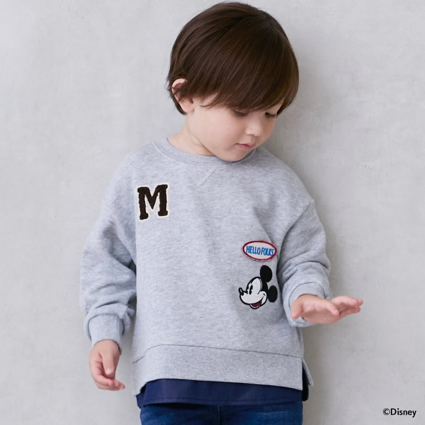 日本童裝 pe#main x Disney 貼布衛衣 80-130cm 男童款 秋季 TOPS