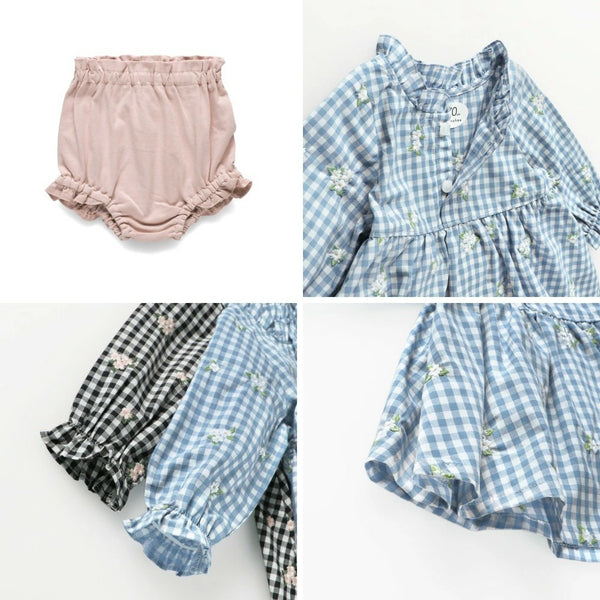 日本童裝 Branshes 櫻花刺繡襯衫短褲套裝 70-80cm 女童款 初生嬰兒 春季 TOPS PANTS