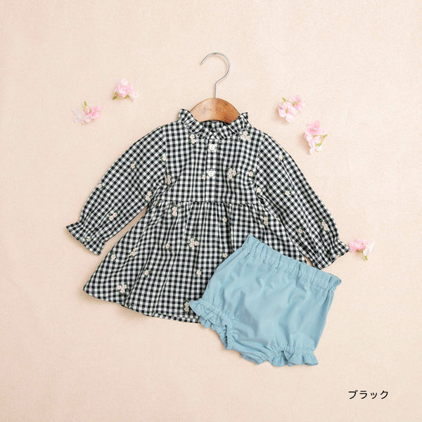 日本童裝 Branshes 櫻花刺繡襯衫短褲套裝 70-80cm 女童款 初生嬰兒 春季 TOPS PANTS