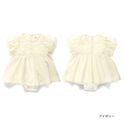 Japanese Children's Clothing Branches Floral Tulle Jumpsuit 70-80cm Girls' Spring Newborn Baby Jumpsuit 