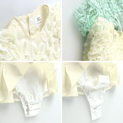 Japanese Children's Clothing Branches Floral Tulle Jumpsuit 70-80cm Girls' Spring Newborn Baby Jumpsuit 
