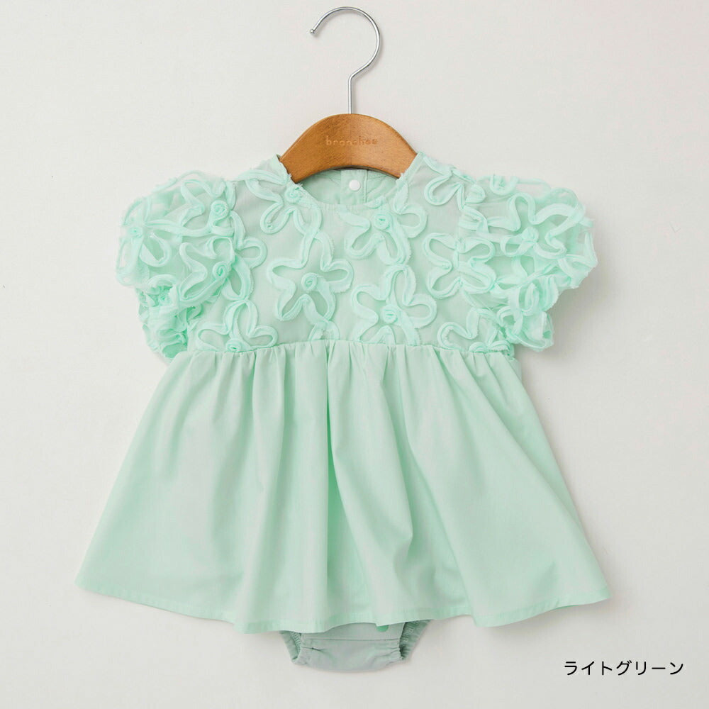 Japanese Children's Clothing Branches Floral Tulle Jumpsuit 70-80cm Girls' Spring Newborn Baby Jumpsuit 