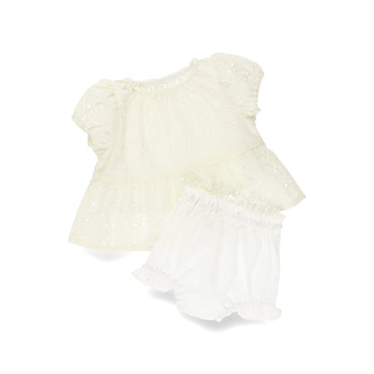 Japanese children's clothing Branches lace top and shorts set 70-80cm girls' newborn baby summer TOPS PANTS 