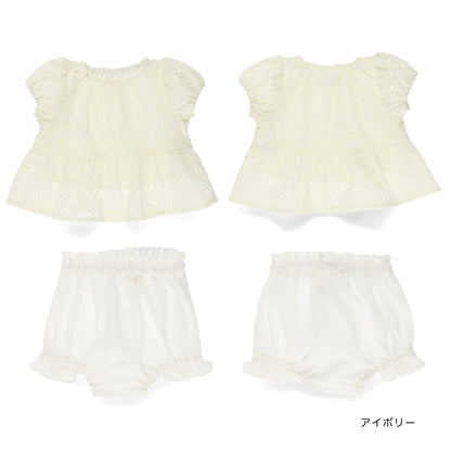 Japanese children's clothing Branches lace top and shorts set 70-80cm girls' newborn baby summer TOPS PANTS 