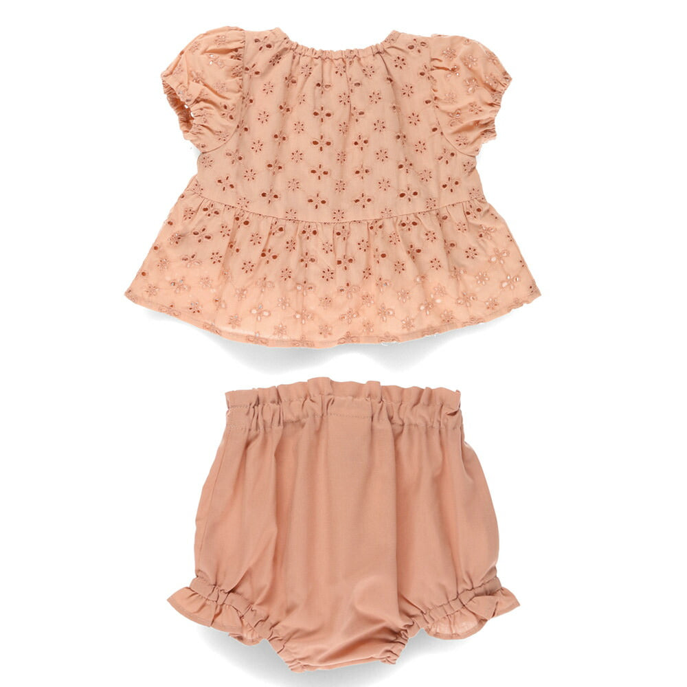 Japanese children's clothing Branches lace top and shorts set 70-80cm girls' newborn baby summer TOPS PANTS 