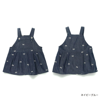 日本童裝 Branshes 蝴蝶結刺繡連身裙 80cm 女童款 初生嬰兒 秋季 DRESSES