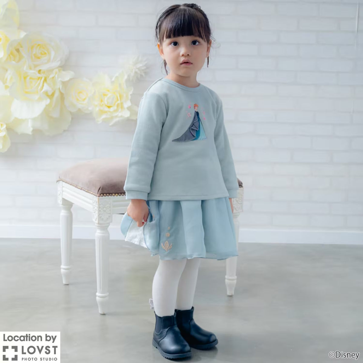 日本童裝 pe#main x Disney Princess 公主印花衛衣 90-130cm 女童款 秋季 TOPS