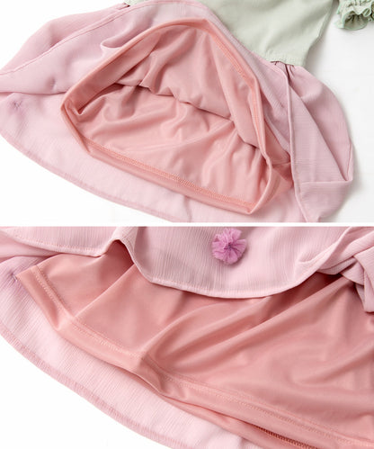 Japanese children's clothing panpantutu ruffled chiffon dress 90-130cm girls summer dresses 