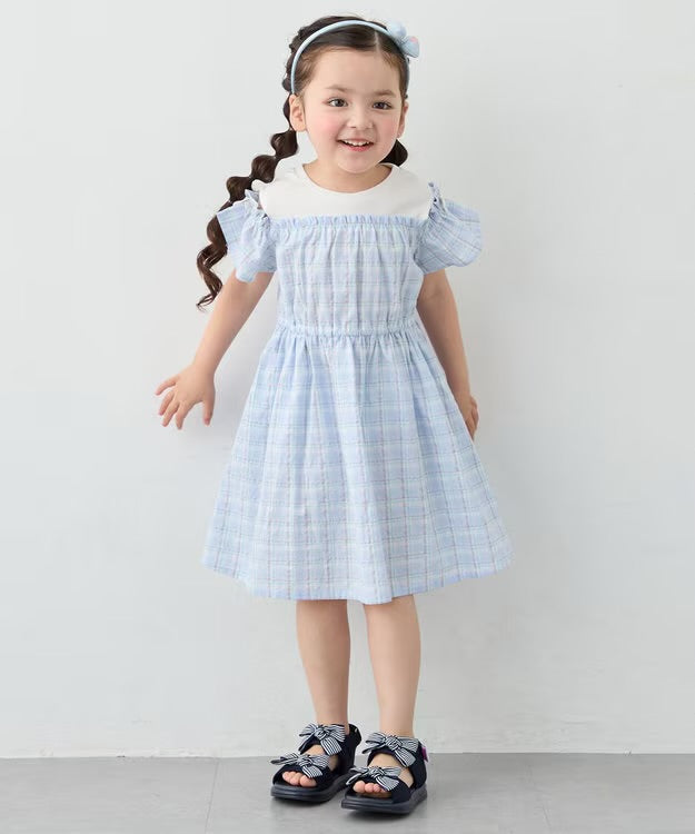 日本童裝 aF#a325 露肩連身裙 100-150cm 女童款 夏季 DRESSES
