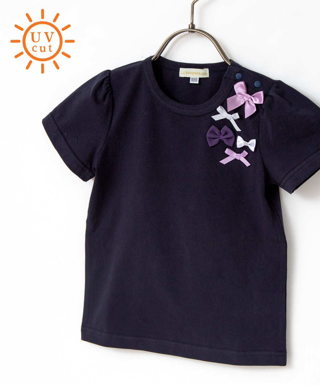 Japanese children's clothing panpantutu UV protection bow top 80-150cm girls summer TOPS 