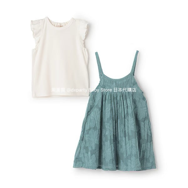 Japanese children's clothing pe#main top and suspender skirt set 80-130cm girls summer dress tops 