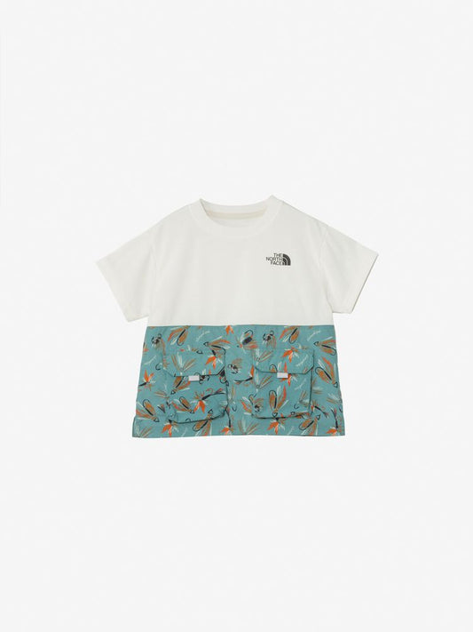 Japanese children's clothing TNF anti-static care workwear pocket top 100-120cm boys/girls summer TOPS 