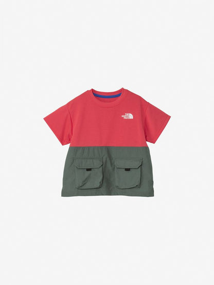 Japanese children's clothing TNF anti-static care workwear pocket top 100-120cm boys/girls summer TOPS 