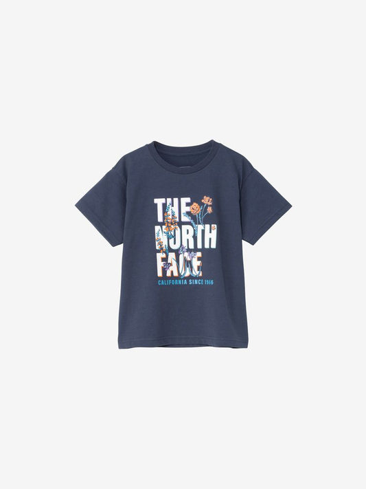 Japanese TNF UV Protection Floral Logo Tops (100-120cm) for Boys and Girls Summer 