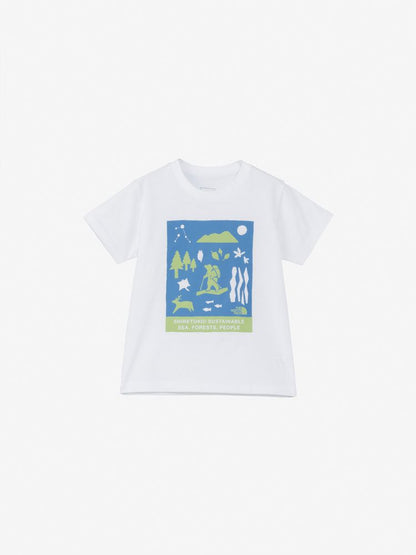 Japanese children's clothing TNF UV protection Hokkaido Shari Town printed top 100-120cm boys/girls summer TOPS 