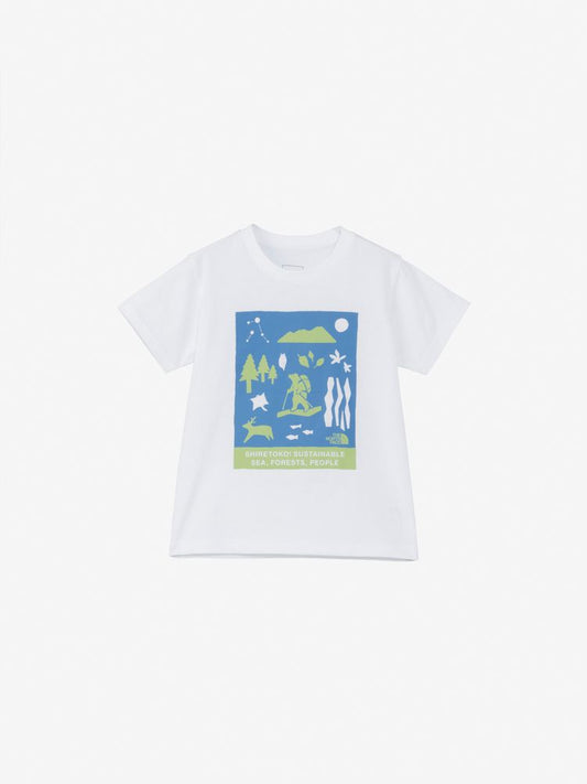 Japanese children's clothing TNF UV protection Hokkaido Shari Town printed top 100-120cm boys/girls summer TOPS 