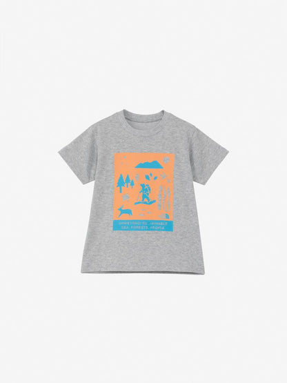 Japanese children's clothing TNF UV protection Hokkaido Shari Town printed top 100-120cm boys/girls summer TOPS 
