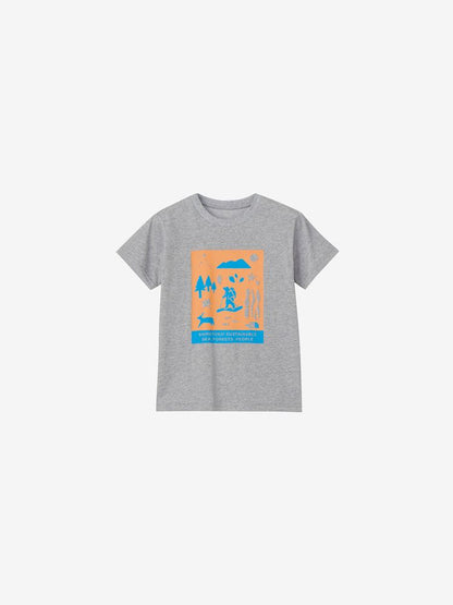 Japanese children's clothing TNF UV protection Hokkaido Shari Town printed top 130-160cm boys/girls summer TOPS 