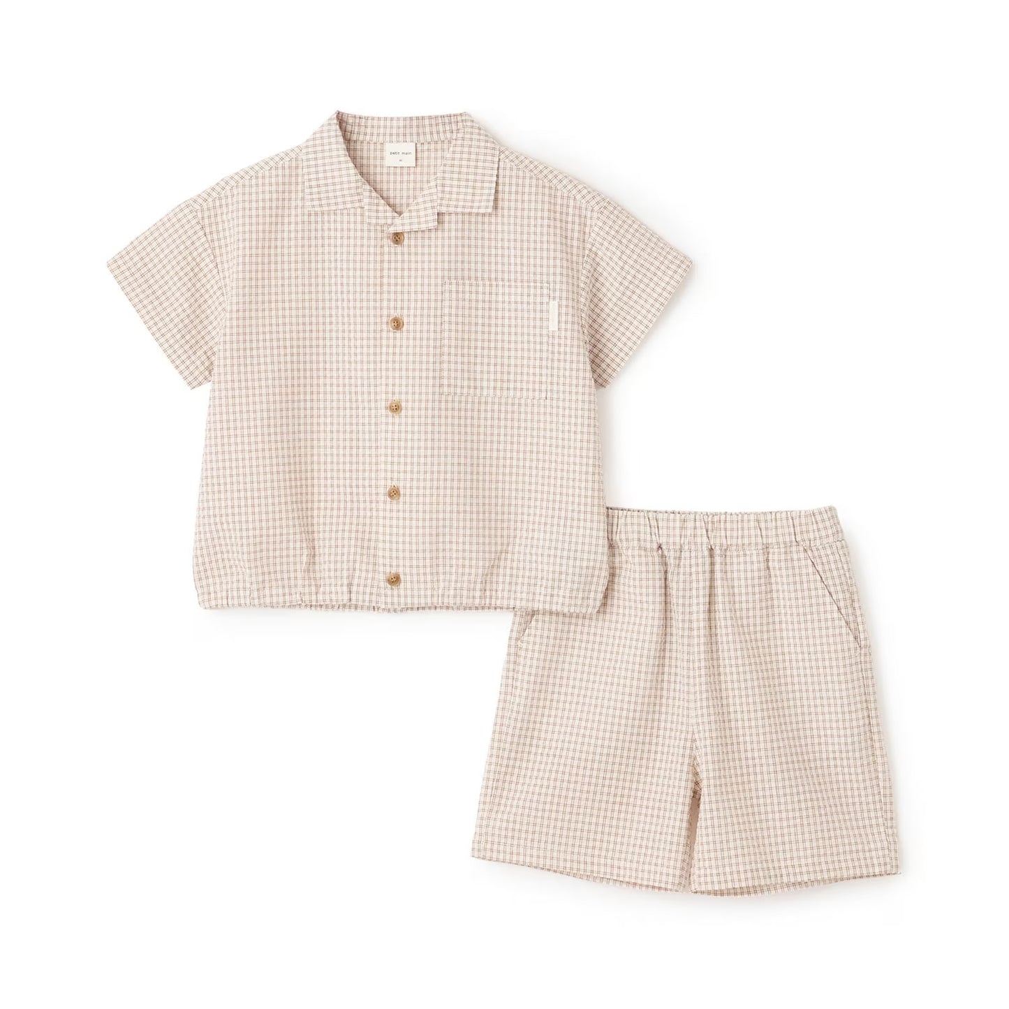 日本童裝 pe#main 格子布帛兩件套裝 80-130cm 男童款 夏季 TOPS PANTS