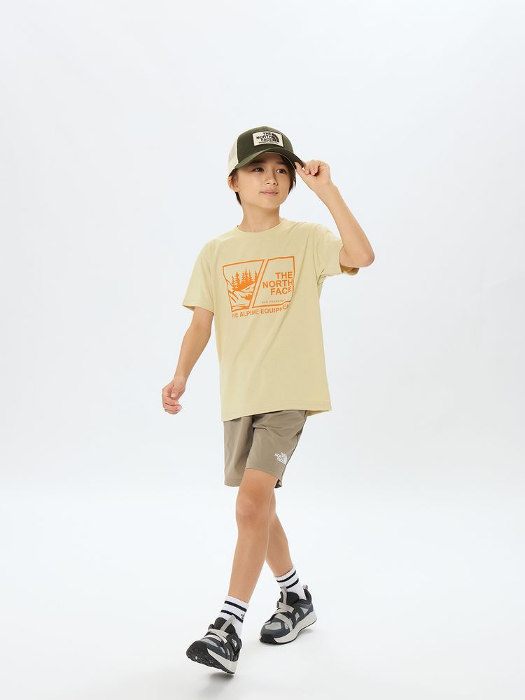 Japanese children's clothing TNF anti-UV sweat-wicking quick-drying Yamamori print top 130-160cm boys/girls summer TOPS 
