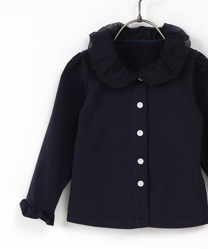Japanese children's clothing panpantutu black bubble collar shirt 90-150cm girls summer TOPS interview/banquet/performance 
