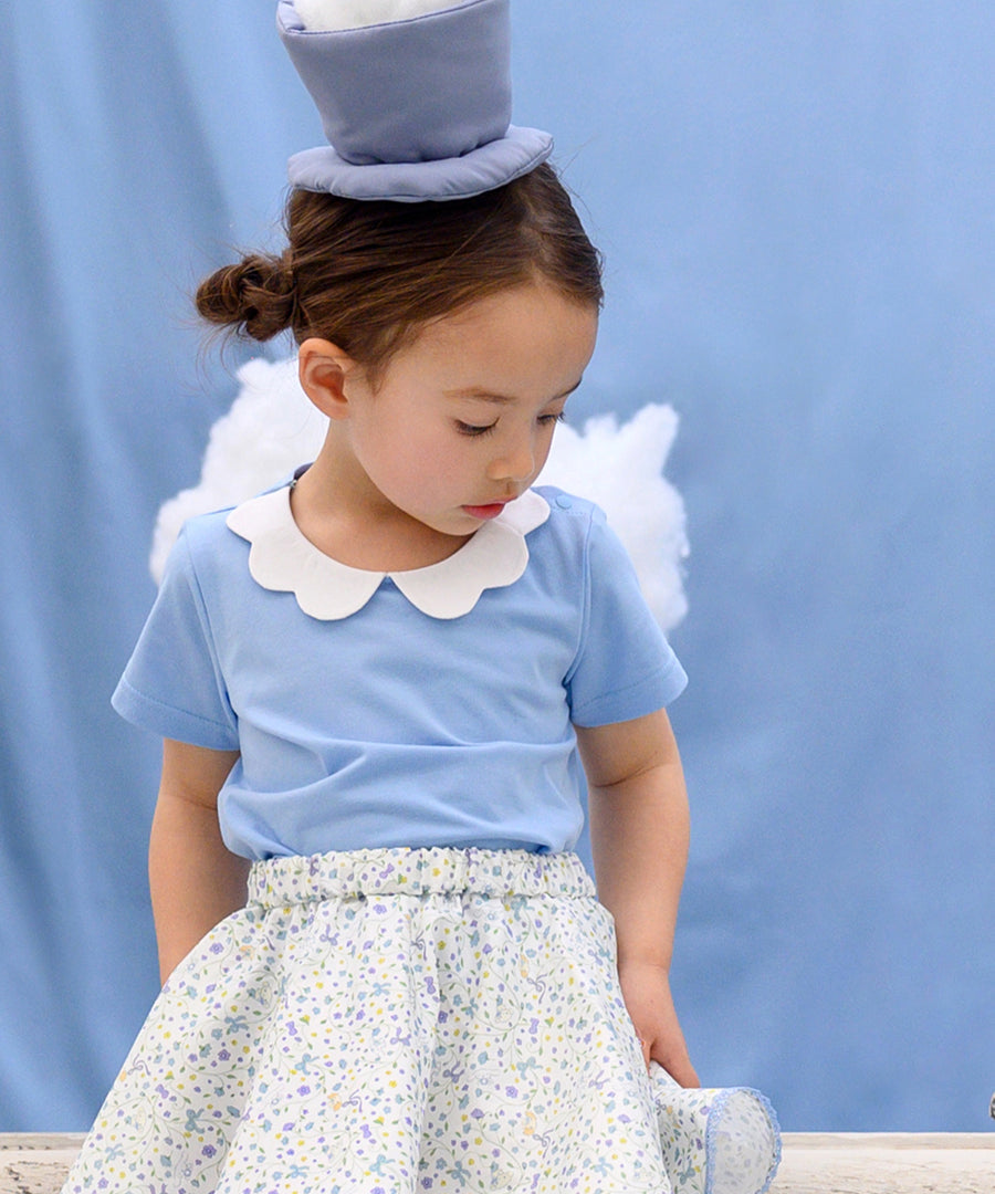 Japanese children's clothing panpantutu lace collar short-sleeved top 90-140cm girls summer TOPS 