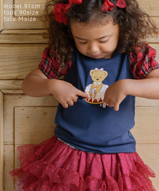 Japanese children's clothing panpantutu ballet bear puff sleeve top 80-140cm girls summer TOPS 