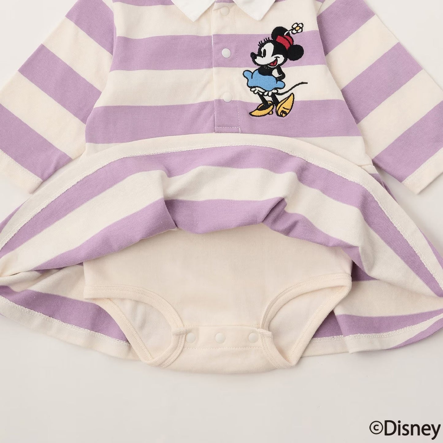 日本童裝 pe#main x Disney 間條連衣 70-80cm 女童款 初生嬰兒 秋季 Jumpsuit