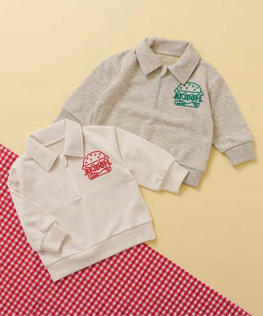 日本童裝 apres les cours x DomDom漢堡 半拉鍊衛衣 80-130cm 男童款/女童款 冬季 TOPS