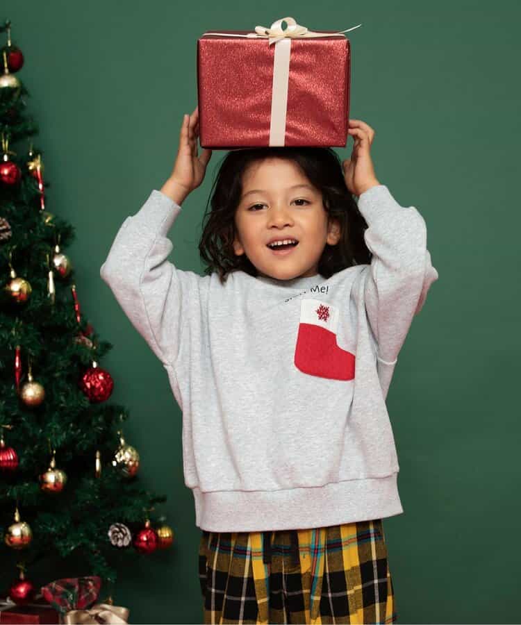 日本童裝 BREEZE 聖誕襪口袋衛衣 80-140cm 男童款/女童款 冬季 Tops Christmas 聖誕快樂特輯 聖誕服裝/飾物配件