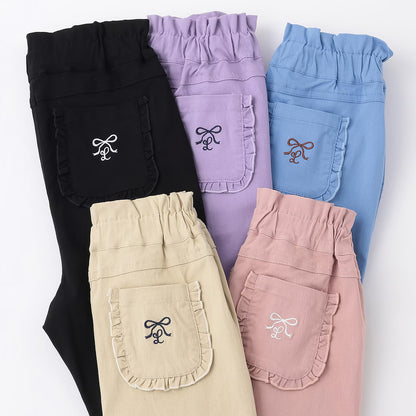 日本童裝 Ly# mine 荷葉邊口袋彈力長褲 100-140cm 女童款 秋季 PANTS