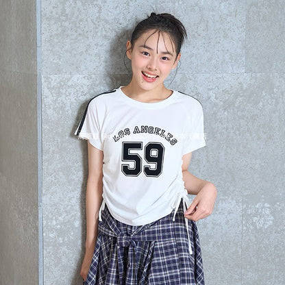 Lovetoxic Japanese children's clothing drawstring top 130-170cm girls summer TOPS 