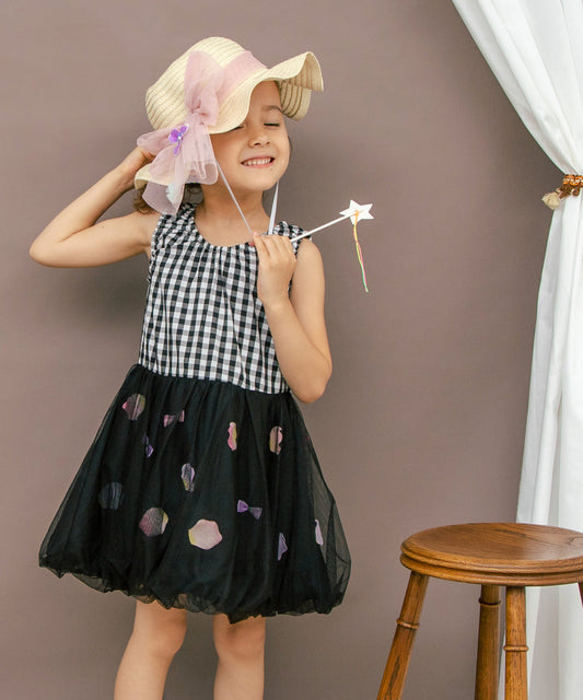 Japanese children's clothing panpantutu floral ribbon bubble dress 80-150cm girls summer dresses 