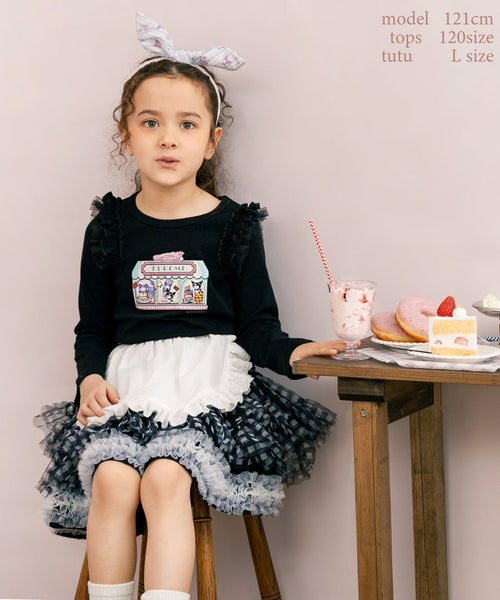 日本童裝 panpantutu BB格子黑色芭蕾舞tutu裙 70-140cm 女童款 初生嬰兒 夏季 SKIRTS