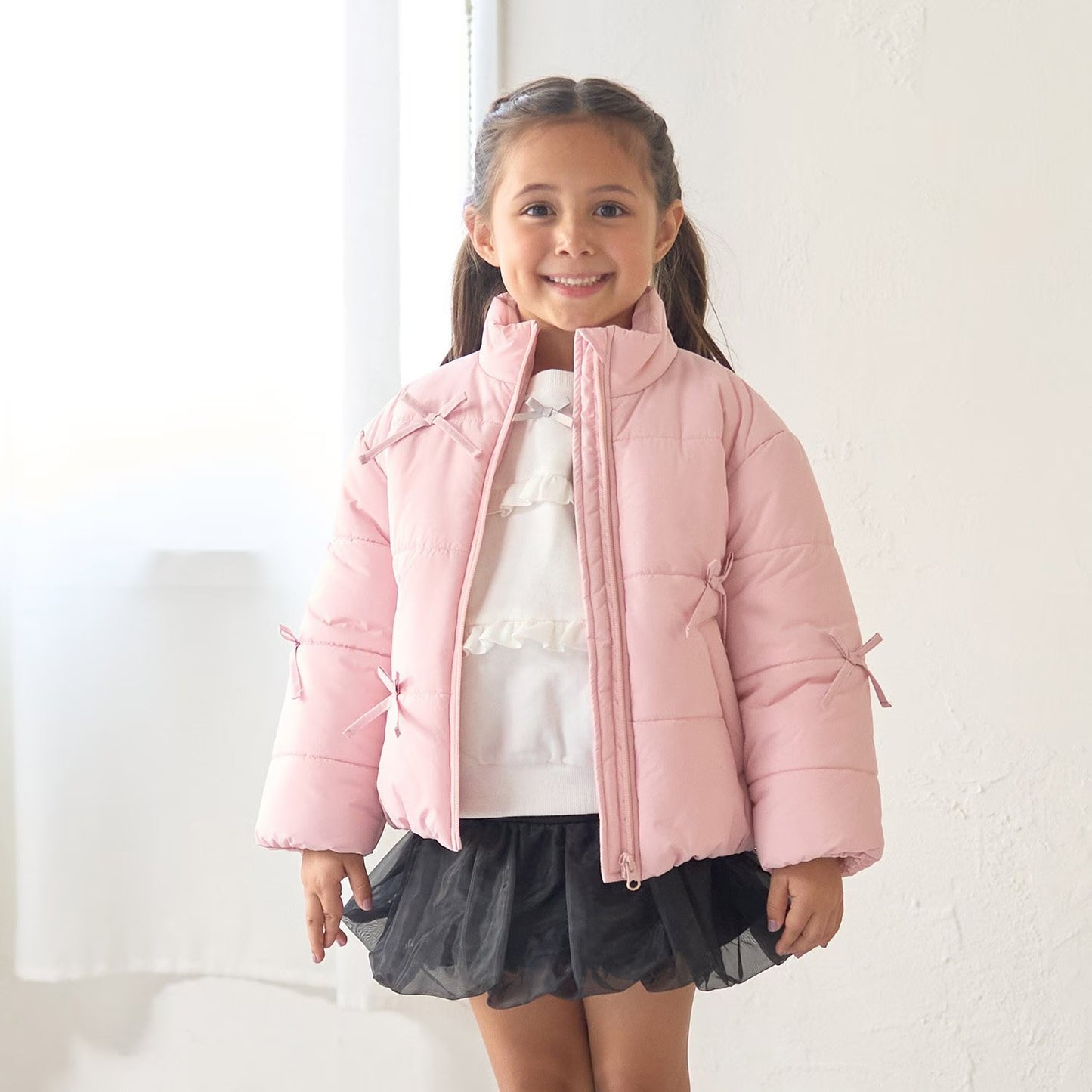 日本童裝 Ly# mine 蝴蝶結夾棉外套 100-150cm 女童款 冬季 (適合寒冷天氣、溫度低天氣）OUTERWEAR