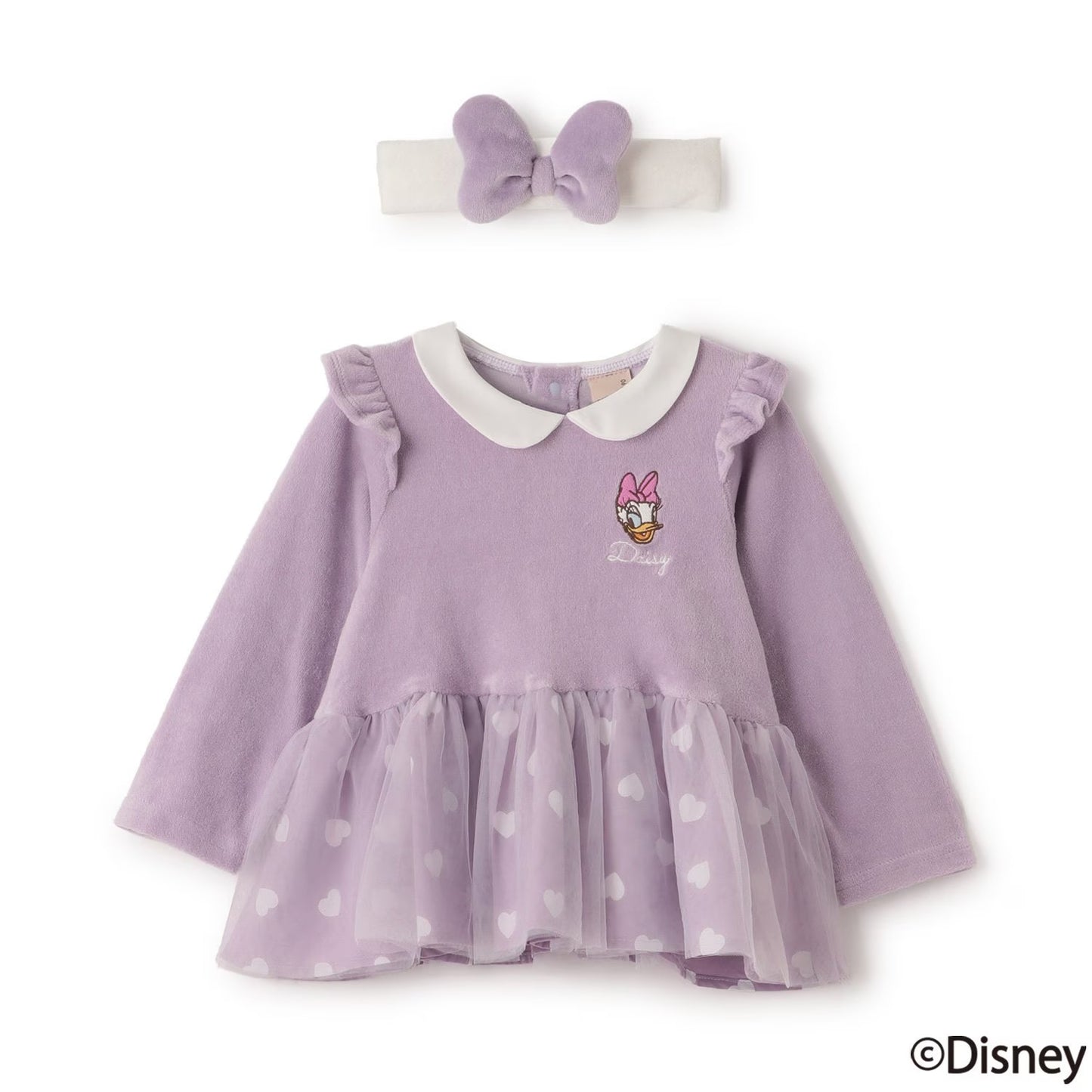 日本童裝 pe#main x Disney 絨毛薄紗拼接上衣 80-130cm 女童款 秋季 TOPS
