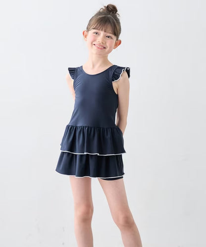 日本童裝 aF#a325 防UV 連體泳衣 120-150cm 女童款 夏季 夏日玩水泳衣特輯