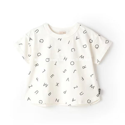 Japanese children's clothing pe#main contact cool print top 80-130cm boys/girls summer TOPS 