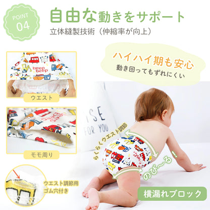 日本直送  防水戒片褲/學習褲 4層/6層 一套5件  90/100/110/120cm 訓練褲
