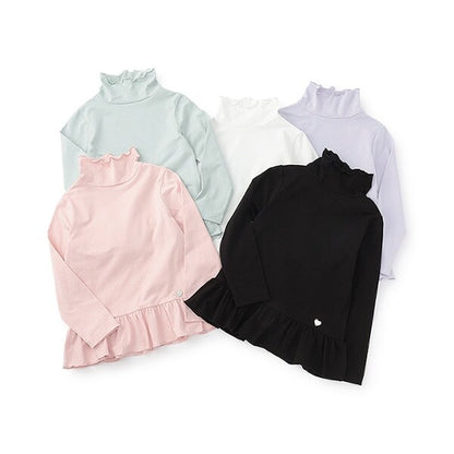 日本童裝 Ly# mine 荷葉邊皺褶高領上衣 100-150cm 女童款 秋季 TOPS