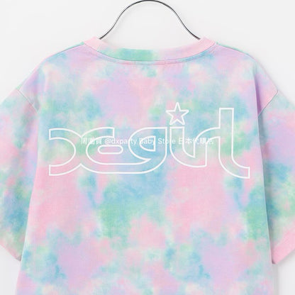Japanese children's clothing X-girl Stages x Flying Girls tie-dye top 90-140cm girls summer TOPS 