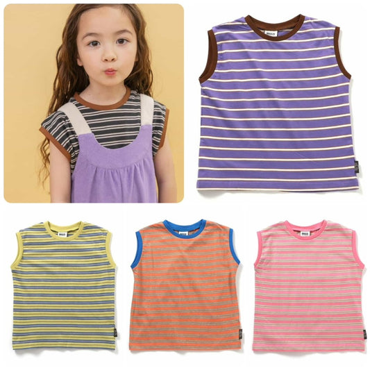 Japanese children's clothing BREEZE striped vest 90-150cm girls summer TOPS 