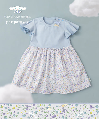 Japanese children's clothing panpantutu x Sanrio Cinnamoroll floral patchwork dress 80-140cm girls summer dresses 
